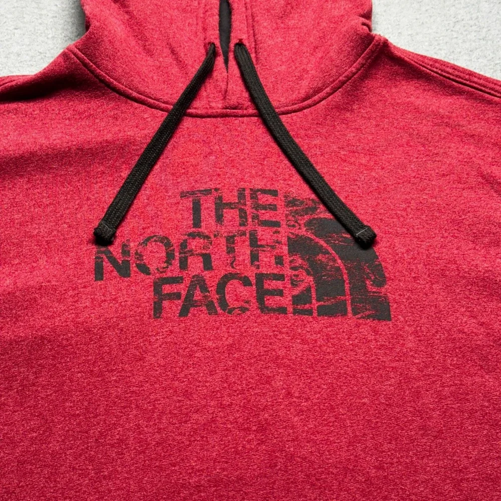 The North Face Mens XL Hoodie Red Pullover Distressed Logo Sweatshirt FA15 SMU